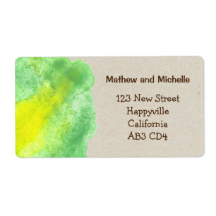 Green Yellow Blue Watercolor Address Label