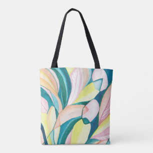 Green & Yellow Botanical Watercolor Abstract Art Tote Bag