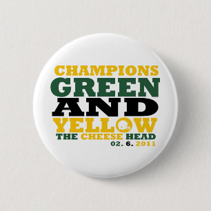 Green & Yellow (Cheese head) 6 Cm Round Badge