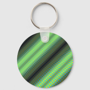 Green & Yellow Chequered Tubes by Kenneth Yoncich Key Ring