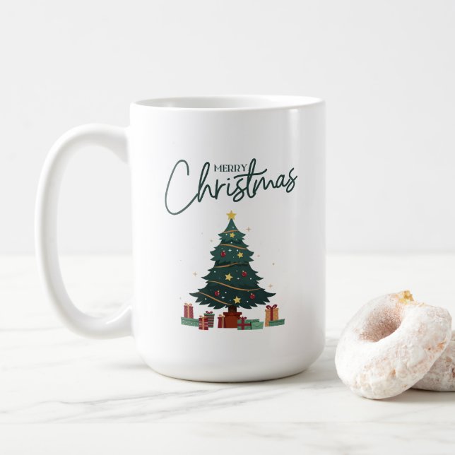 Green Yellow Christmas Insulated  Coffee Mug (With Donut)