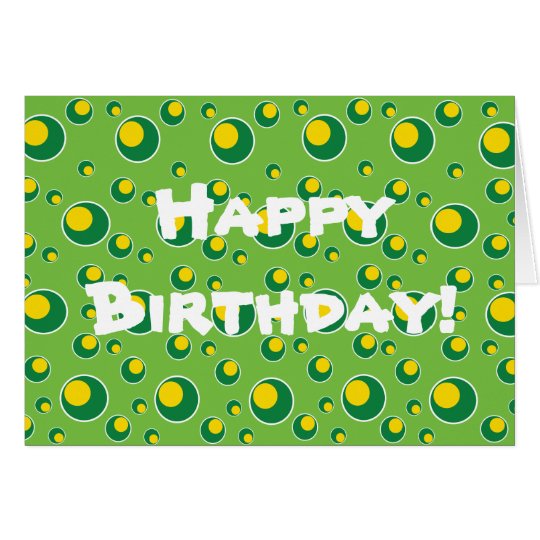 Green Yellow Circles Dots Greeting Card Custom