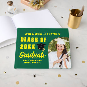Green Yellow Class of 2025 Photo Custom Graduation Guest Book