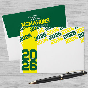 Green & Yellow Class of +Return Address Graduation Envelope