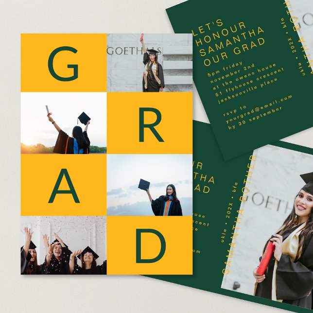 GREEN YELLOW COLOR BLOCKS MULTI Photo GRAD Announcement (Creator Uploaded)