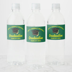 Green Yellow Custom School Graduation Party Water Bottle Label