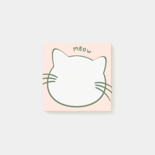 Green Yellow Cute Cat Shape Meow Post-it Notes
