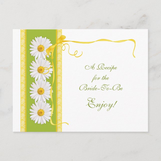Green Yellow Daisy Recipe Card for the Bride (Front)