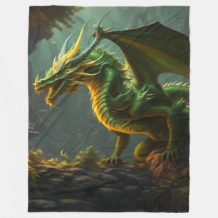 Green & Yellow Dragon Fleece Blanket