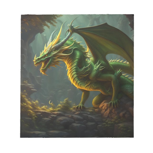 Green & Yellow Dragon Notepad (Front)