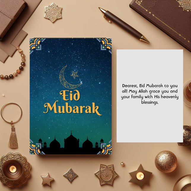 Green Yellow Eid Mubarak Card (Creator Uploaded)