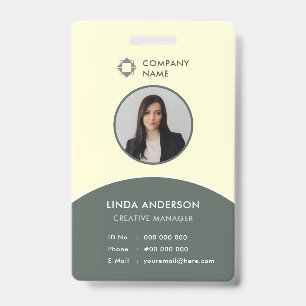 Green Yellow Employee Photo ID Company Logo Fresh Badge