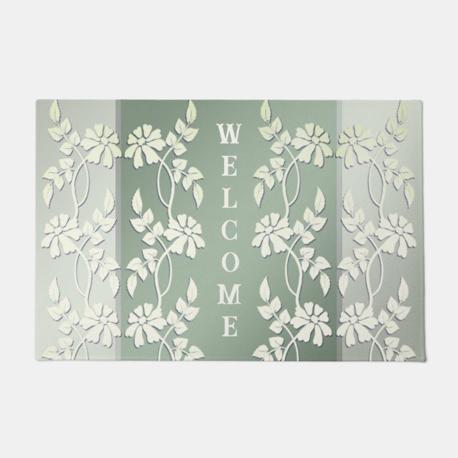 Green Yellow Floral Doormat (Front)