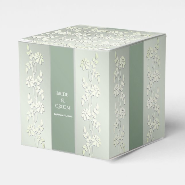 Green Yellow Floral Favour Box (Front Side)