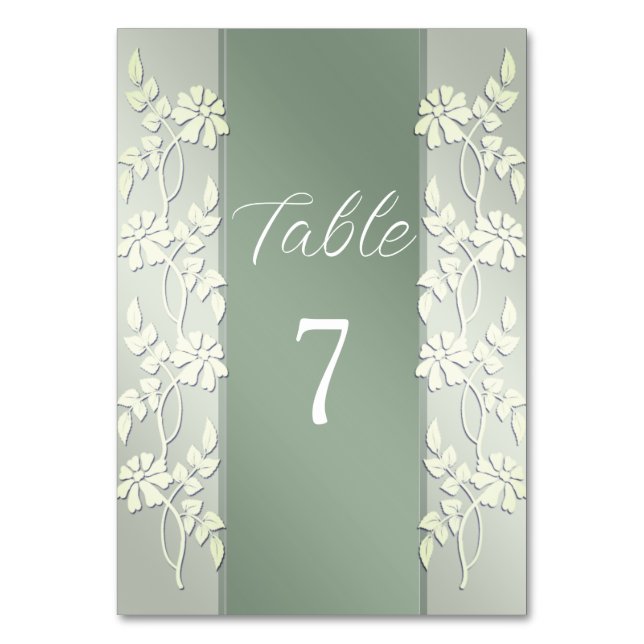 Green Yellow Floral Table Number (Front)