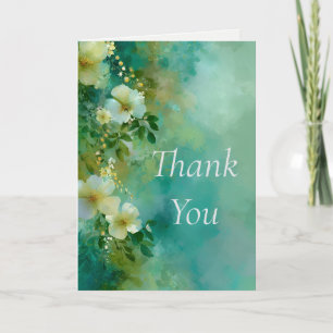 Green & Yellow Floral Watercolor Thank You Card