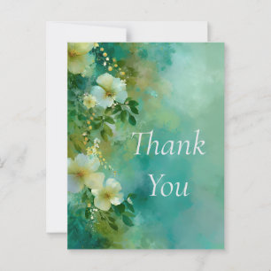 Green & Yellow Floral Watercolor Thank You Card
