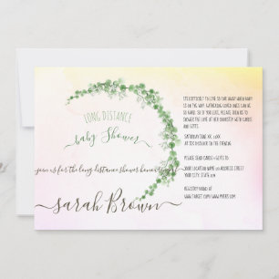 GREEN & YELLOW FOLIAGE  LONG DISTANCE BABY SHOWER INVITATION