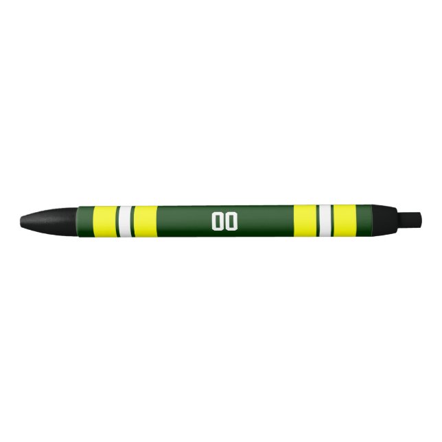 Green & Yellow Football Team Personalised Black Ink Pen (Front)
