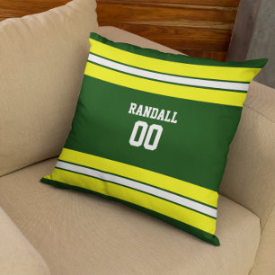 Green & Yellow Football Team Personalised Cushion