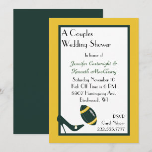 Green & Yellow Football Wedding Shower Invitation