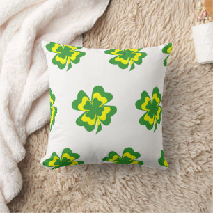 Green Yellow Four Leaf Clover Minimal Cushion