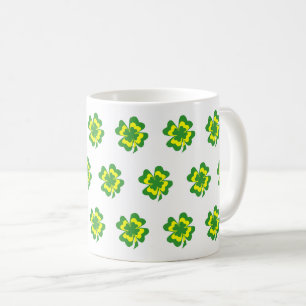 Green Yellow Four Leaf Clover Simplw Coffee Mug