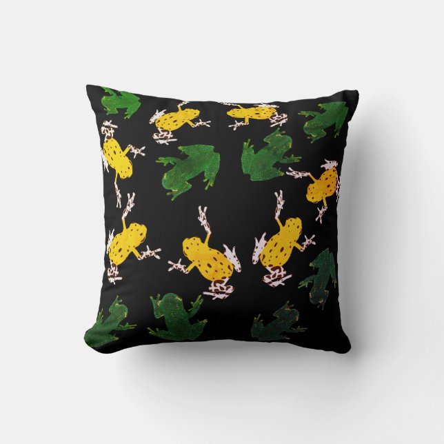 Green Yellow frogs Cushion (Front)