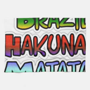 Green Yellow Golden Brazil Hakuna Matata Art Print Tea Towel