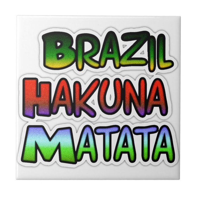 Green Yellow Golden Brazil Hakuna Matata Art Print Tile (Front)