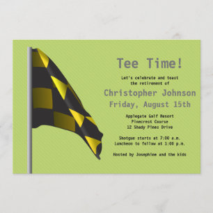 Green Yellow Golf Flag Retirement Party Invitation