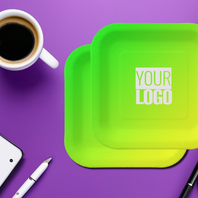 green yellow gradient  -your logo  paper plate (Creator Uploaded)
