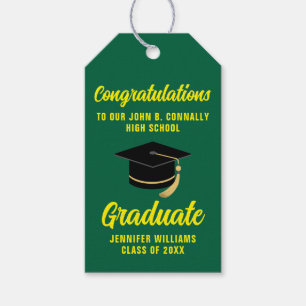 Green Yellow Graduate Custom 2025 Graduation Party Gift Tags