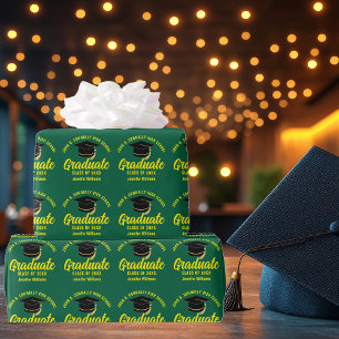 Green Yellow Graduate Customised Graduation Wrapping Paper