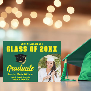 Green Yellow Graduate Photo 2024 Graduation Party Invitation