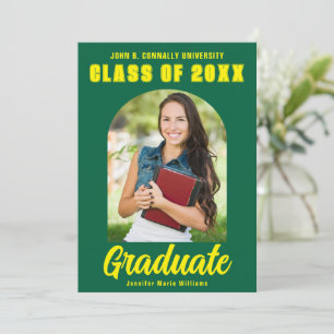 Green Yellow Graduate Photo Modern Bold Graduation Announcement