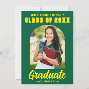 Green Yellow Graduate Photo Modern Bold Graduation Announcement