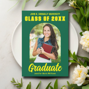 Green Yellow Graduate Photo Modern Bold Graduation Announcement