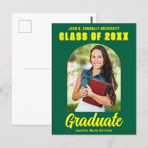 Green Yellow Graduate Photo Modern Bold Graduation Postcard