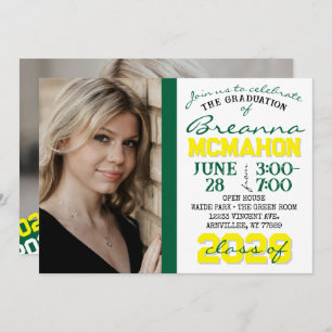 Green & Yellow Graduation 2 Photo Invitation