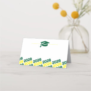 Green Yellow Graduation Cap Folding Label, Food or Place Card