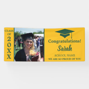 Green & Yellow Graduation Photo Class Of 2025 Banner