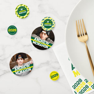 Green & Yellow Graduation Photo Personalised Party Confetti