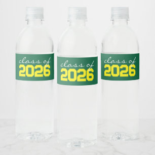 Green & Yellow Graduation Water Bottle Labels