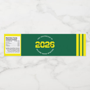 Green & Yellow Graduation Water Bottle Labels