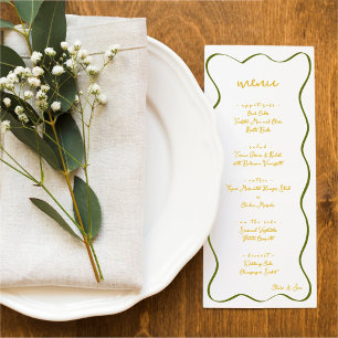 Green Yellow Hand Drawn Curvy Border Wedding Menu