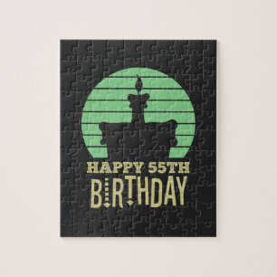 green yellow happy 55th birthday quote jigsaw puzzle