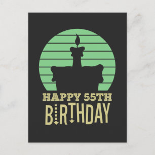 green yellow happy 55th birthday quote postcard