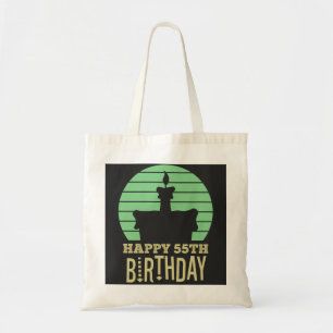 green yellow happy 55th birthday quote tote bag