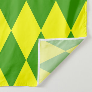 Green Yellow Harlequin Checkered Design Fabric